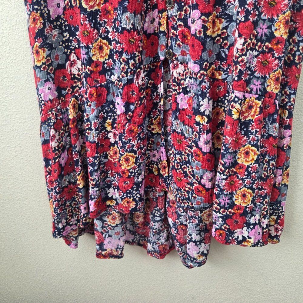 Knox Rose Floral Tassel Boho Midi Dress Size XS Red Multi Crepe Flowy Rayon - Picture 6 of 11